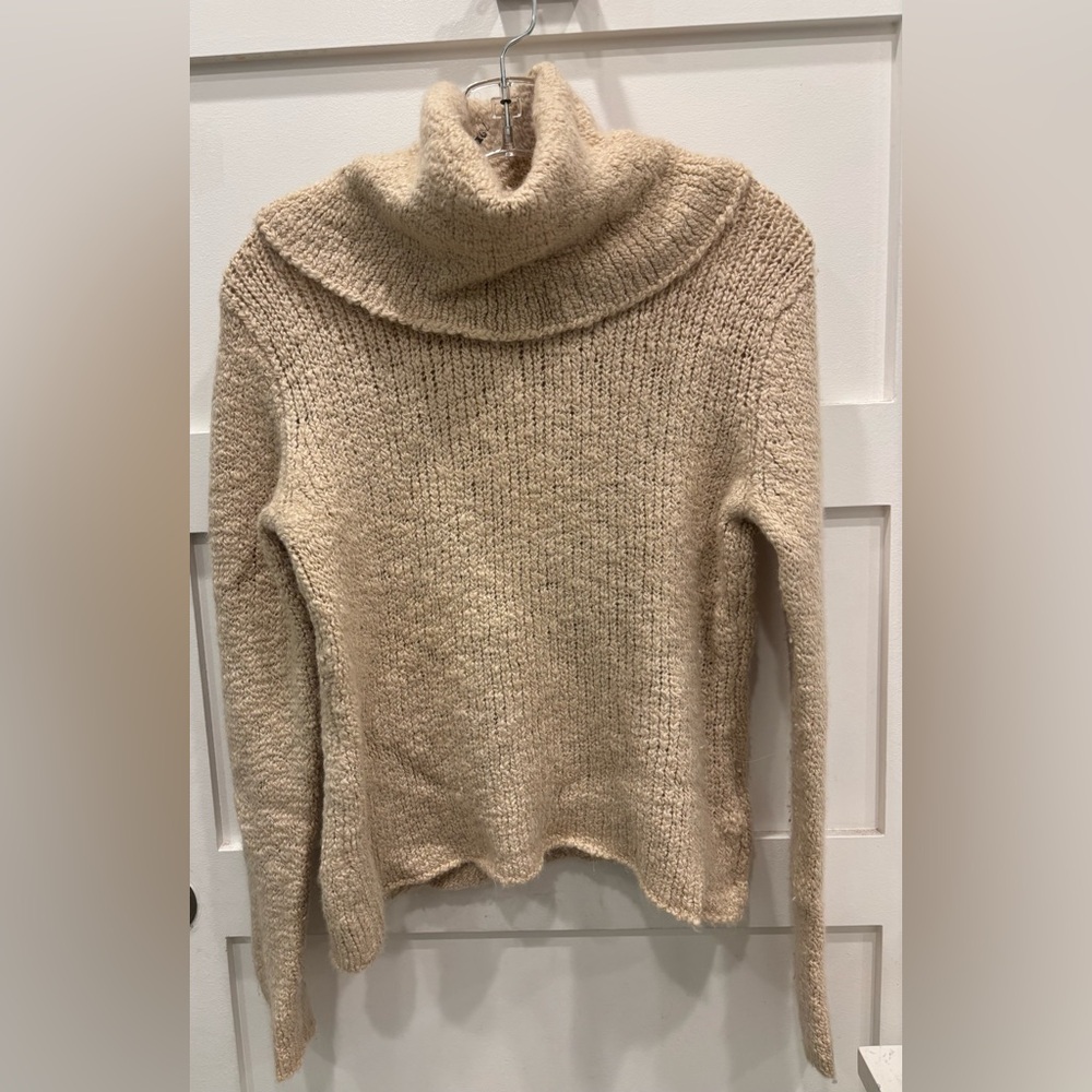 Eileen Fisher Cream Turtleneck Chunky Knit Sweater